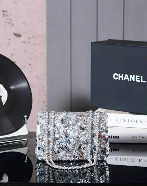 CHL 25c Handmade Sequined Flap Bag 21cm cf