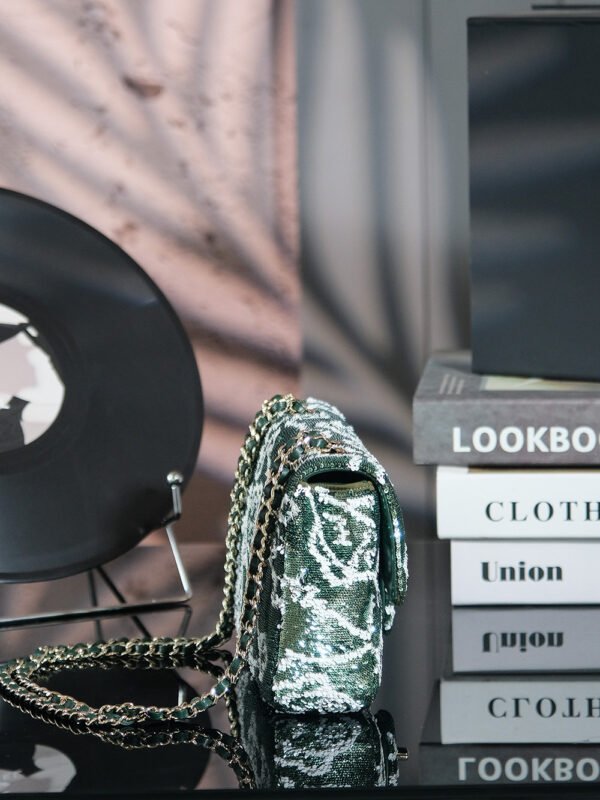 CHL 25c Handmade Sequined Flap Bag 21cm cf