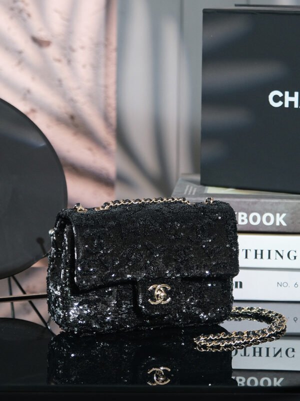 CHL 24k sequin logo beaded bag autumn and winter 20cm cf