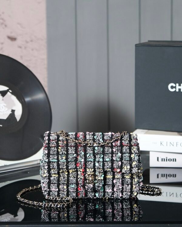 CHL 25c Handmade Sequined Flap Bag 21cm cf