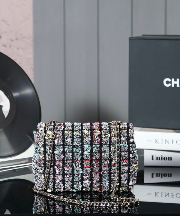 CHL 25c Handmade Sequined Flap Bag 21cm cf