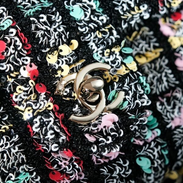 CHL 25c Handmade Sequined Flap Bag 21cm cf