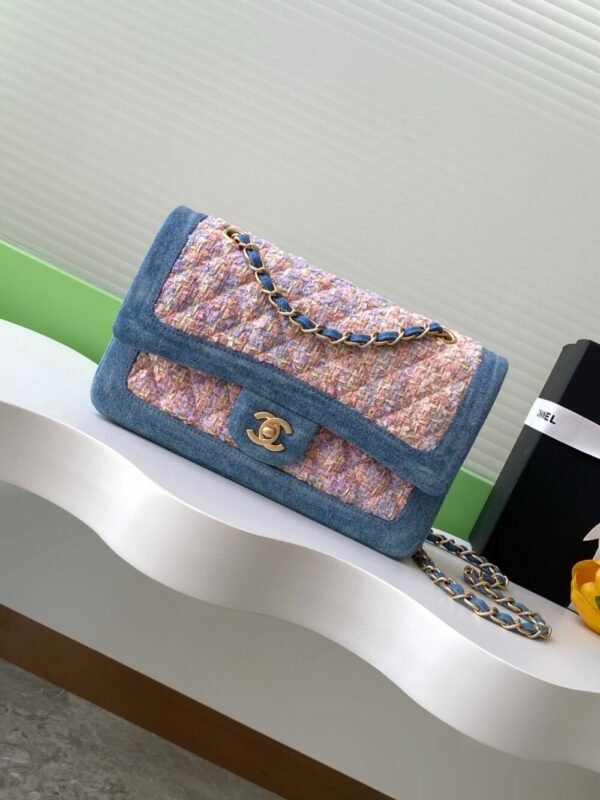 CHL Used CF denim blue and pink flowers 25cm