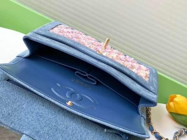 CHL Used CF denim blue and pink flowers 25cm