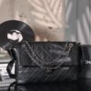 CHL Second-hand | Black and silver three-chain caviar leather airport bag