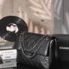 CHL Second-hand | Black and silver three-chain caviar leather airport bag