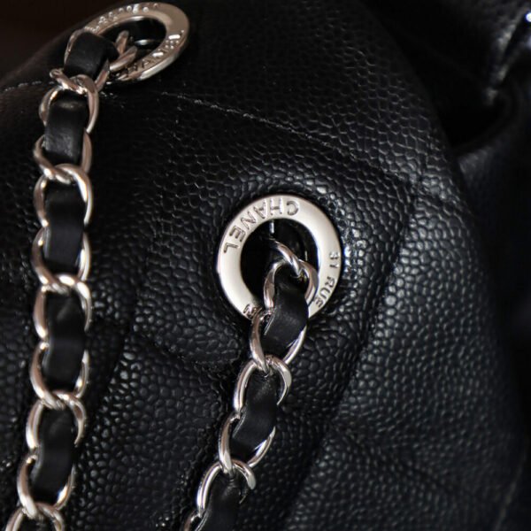 CHL Second-hand | Black and silver three-chain caviar leather airport bag