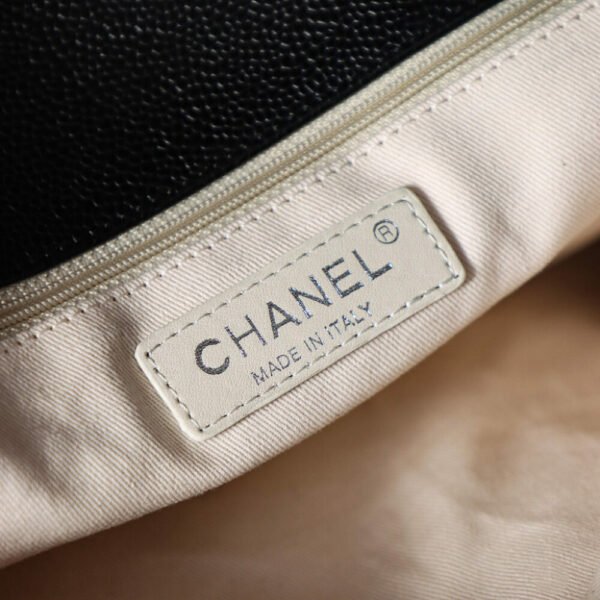 CHL Second-hand | Black and silver three-chain caviar leather airport bag