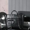 CHL Black and silver leather tote airport bag zipper shopping bag 37cm