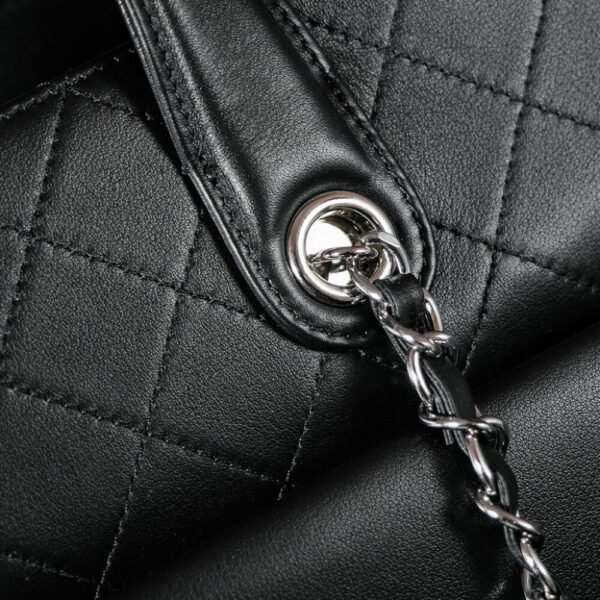 CHL Black and silver leather tote airport bag zipper shopping bag 37cm