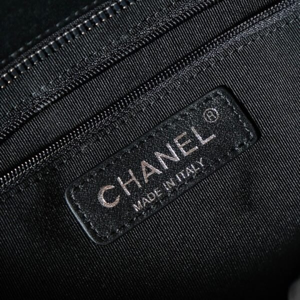 CHL Black and silver leather tote airport bag zipper shopping bag 37cm