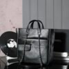 CHL Black and silver leather tote airport bag zipper shopping bag 39.5cm