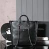 CHL Black and silver leather tote airport bag zipper shopping bag 39.5cm