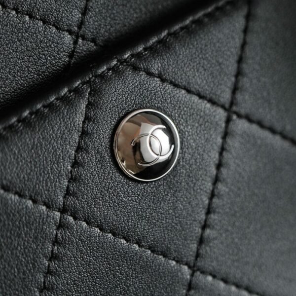 CHL Black and silver leather tote airport bag zipper shopping bag 39.5cm