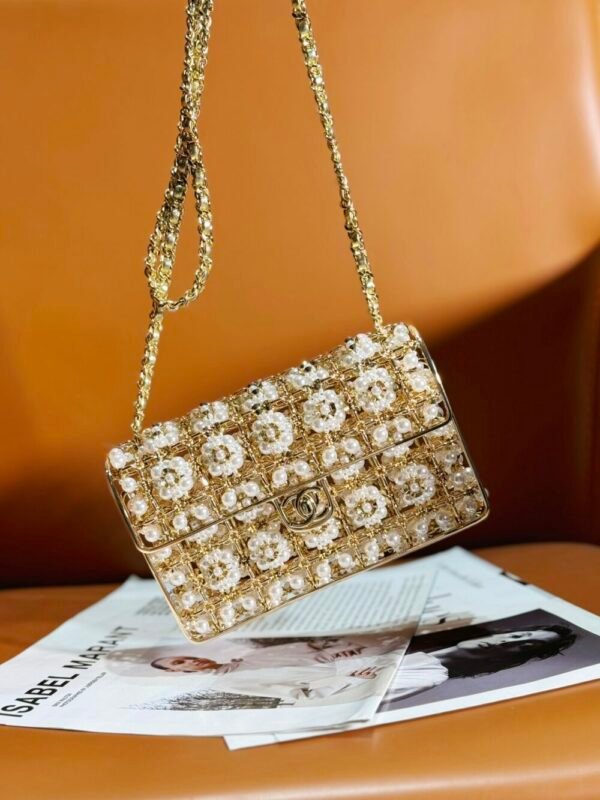 CHL 23 CF Handmade Pearl Hollow Metal Bag 17cm