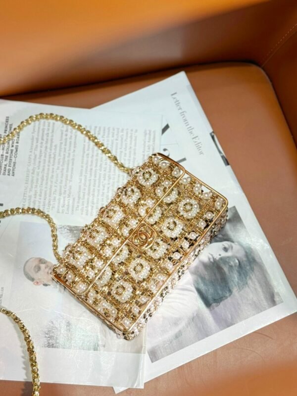 CHL 23 CF Handmade Pearl Hollow Metal Bag 17cm