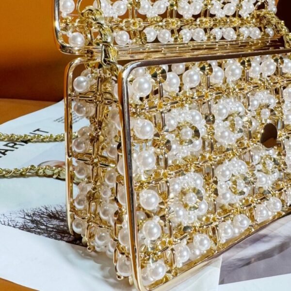 CHL 23 CF Handmade Pearl Hollow Metal Bag 17cm