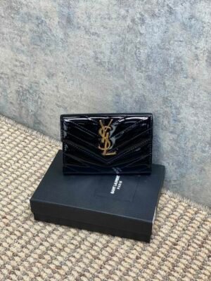 YSSL YSL luxury for women Patent leather card wallet 13.5x9.5x3cm