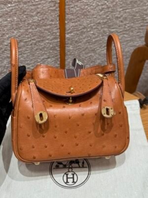 HM HRMS For Women Handbags Shoulder bags 100% KK ostrich Mini Lindy