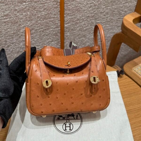 HM HRMS For Women Handbags Shoulder bags 100% KK ostrich Mini Lindy