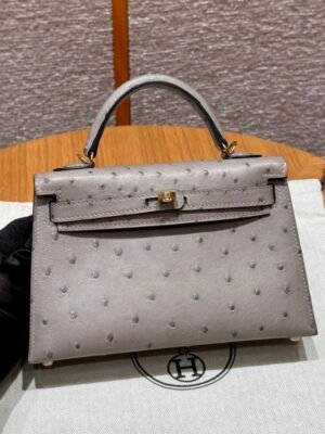 HM HRMS For Women Handbags Shoulder bags 100% KK ostrich mini kelly