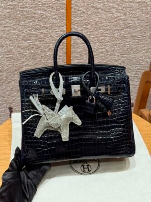 HM HRMS For Women Handbags Shoulder bags 100% Porosus Crocodile Birkin 25