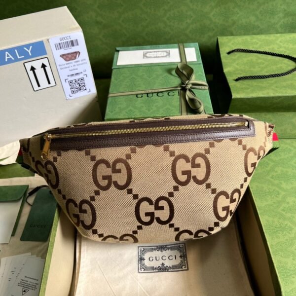 gg Jumbo gg Belt Bag Camel And Ebony Jumbo gg Canvas For Women? 15.3in/39cm gg 696031 UKMDG 2570
