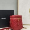 YSSL  Vanity Bag In Carr¨¦-Quilted Grain De Poudre Red For Women 6.4in/16.5cm YSL 649779DME276805