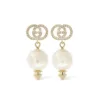 18K Double G Pearl Pendant Earrings