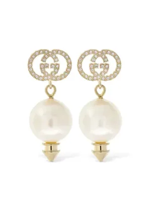 18K Double G Pearl Pendant Earrings