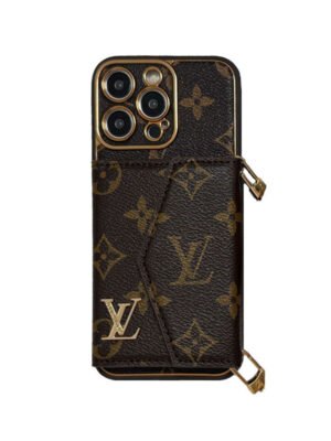 Monogram iPhone Case With Wallet And Strap Brown Small Printing-XFQ240329