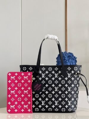 LV Neverfull MM Monogram Empreinte Black/White For Women,  Tote Bags 12.2in/31cm LV M46103
