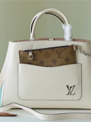 LV Marelle Tote MM Epi White For Women, Women¡¯s Handbags, Shoulder And Crossbody Bags 11.8in/30cm LV
