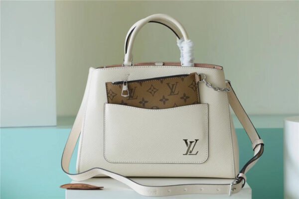 0281b659 LV Marelle Tote MM Epi White For Women, Women¡¯s Handbags, Shoulder And Crossbody Bags 11.8in/30cm LV