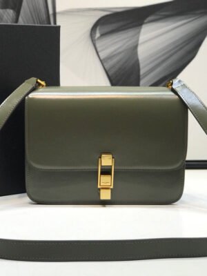 YSSL Le Carre Satchel In Box Dark Green For Women 9in/23cm YSL