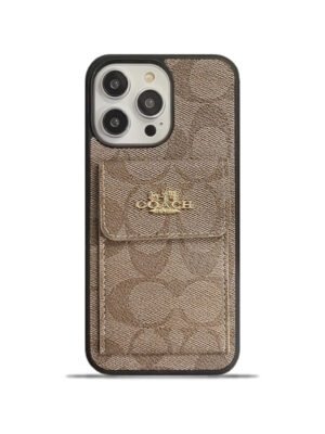 Coach iPhone Case With Card Holder Wallet Light Brown  -SZK240425