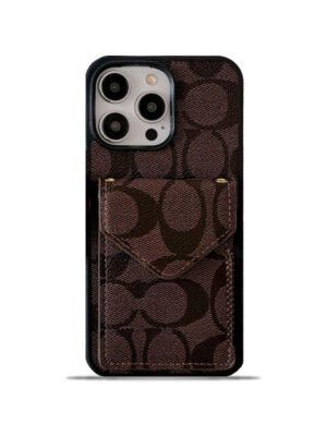 Coach iPhone Case With Card Holder And Strap Dark Brown -SJ240513