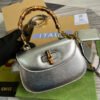 gg Bamboo 1947 Medium Top Handle Bag Silver For Women, Women’s Bags 10.2in/26cm gg