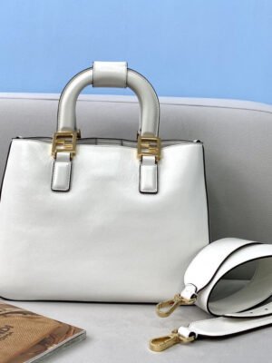 FI Small FF Tote Shoulder White Bag For Woman 30cm/12in