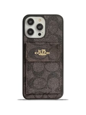 Coach iPhone Case With Card Holder Wallet Dark Brown  -SZK240425