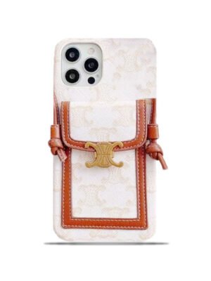 White Celine iPhone Case With Card Holder -LH240109