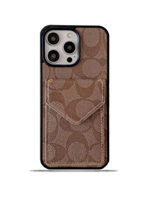Coach iPhone Case With Card Holder And Strap Light Brown -SJ240513