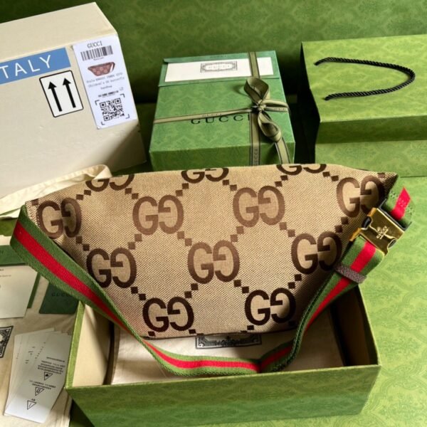 gg Jumbo gg Belt Bag Camel And Ebony Jumbo gg Canvas For Women? 15.3in/39cm gg 696031 UKMDG 2570
