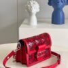 08f97707 LV Limited Dauphine MM Bags By Nicolas Ghesqui¨¨re With Monogram Lace Red For Women 25cm LV
