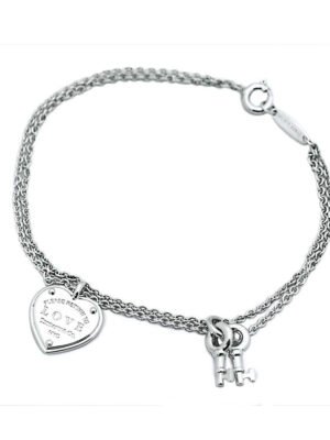 18K T Heart Tag Key Bracelet
