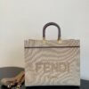 FI Sunshine Medium Tote Bag Beige Canvas For Women, Bags, Shoulder Bags 13.8in/35cm FF 8BH386