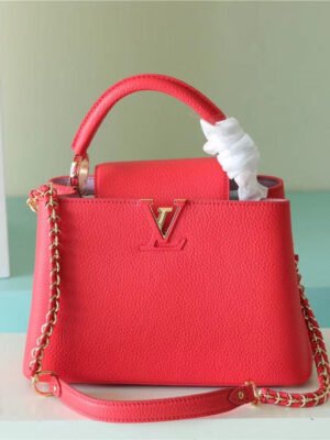 LV Capucines BB Taurillon Red For Women, Women’s Bags, Shoulder And Crossbody Bags 10.6in/27cm LV