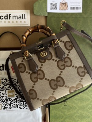 gg Diana Jumbo gg Small Tote Bag Camel And Ebony Jumbo gg Canvas For Women 11in/27cm