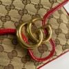 gg Ladies gg Canvas Marmont Mini Top Handle Bag Beige And Red gg Canvas For Women 8.3in/21cm gg 583571 HVKEG 8561