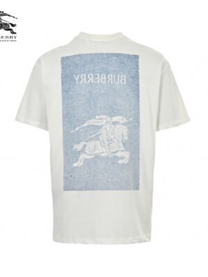 Burberry White T-Shirt with Knight Graphic